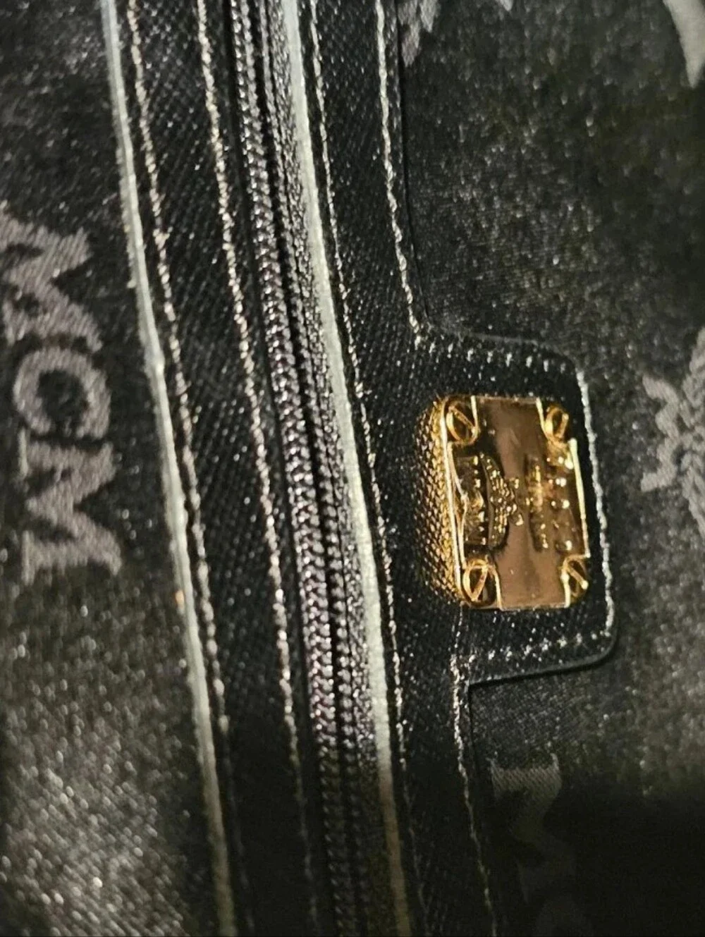MCM Black Leather Boston Bag Satchel with Gold Hardware